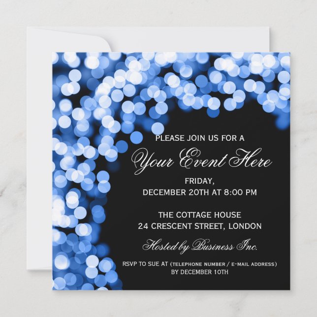Elegant Party-inbjudan Guld Sparkly Blue Inbjudningar (Framsida)
