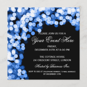 Elegant Party-inbjudan Guld Sparkly Blue Inbjudningar