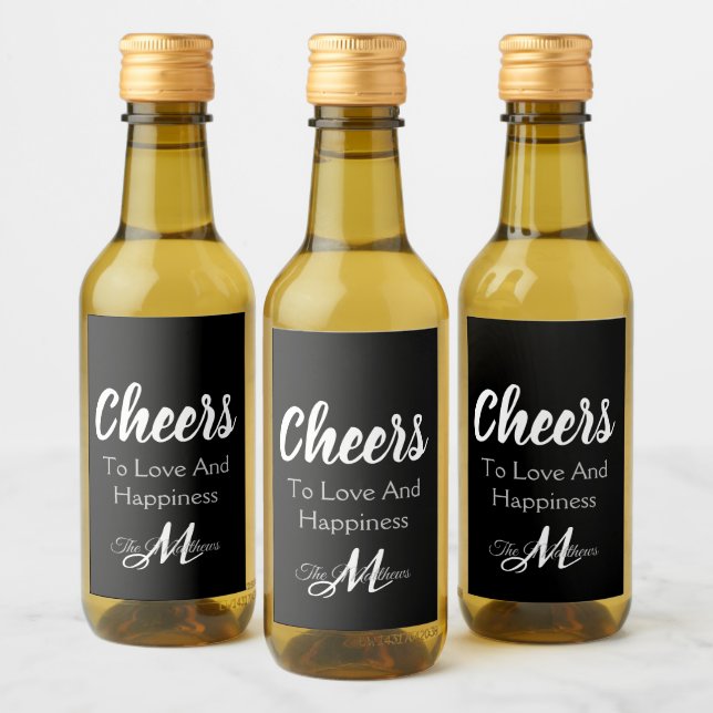 Elegant Party Monogram Cheers Favor Mini Flaska Vinetikett (Flaskor)