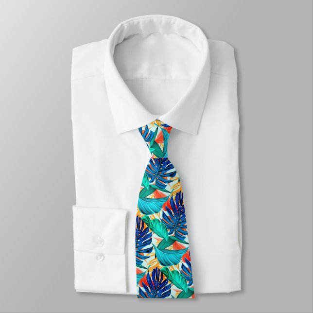 Elegant Party Neck Tie med Tropiska Handflatan Löv Slips (Bunden)