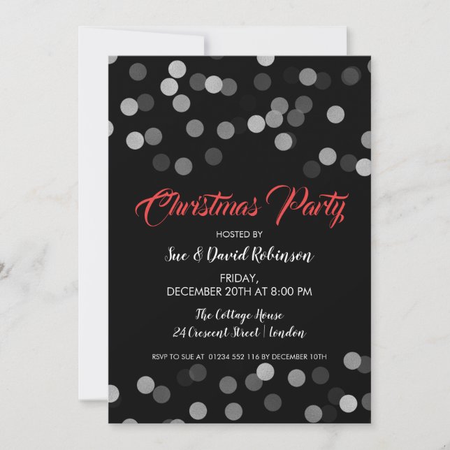 Elegant Party Silver-konfetti Inbjudningar (Framsida)