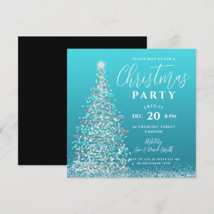 Elegant Party Silver Teal Helgdag Inbjudningar