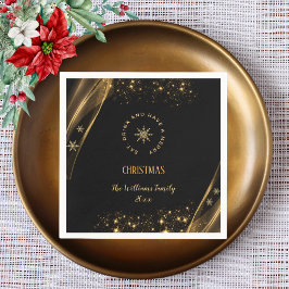 Elegant Party Snöflingor Svarta Guld Pappersservett