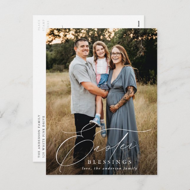 Elegant Påsk Blessens 2 Photo Helgdag Helg Vykort (Fram/baksida)