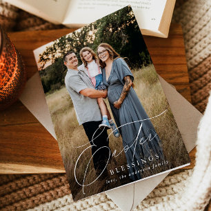 Elegant Påsk Blessings 3-foto Helgkort