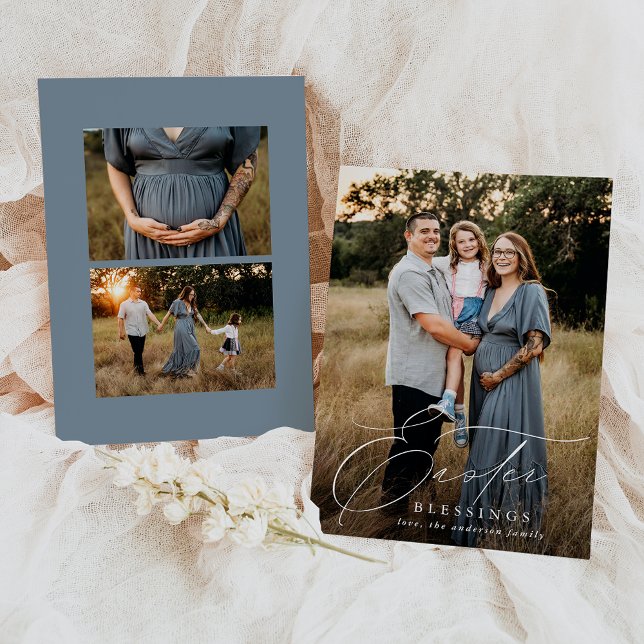 Elegant Påsk Blessings 3-foto Julkort (Skapare uppladdad)