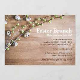 Elegant Påsk Brunch Rustic Vår Blommar Eggs Inbjudningar