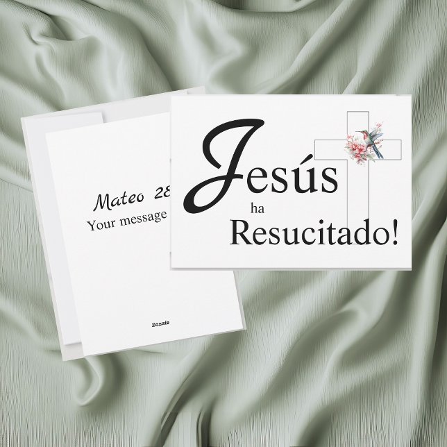 Elegant Påsk "Jesús ha återcitado" spanska Julkort ("Jesús ha resucitado" easter Christian greetings flat card, personalized Spanish text, & verse)
