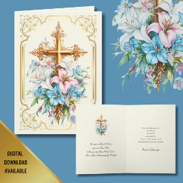 Elegant Påsk Religiösa Guld Kor Lilies. Helgkort