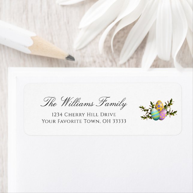 Elegant Påsk Returadress för dekorerade ägg Returadress Etikett (Insitu)