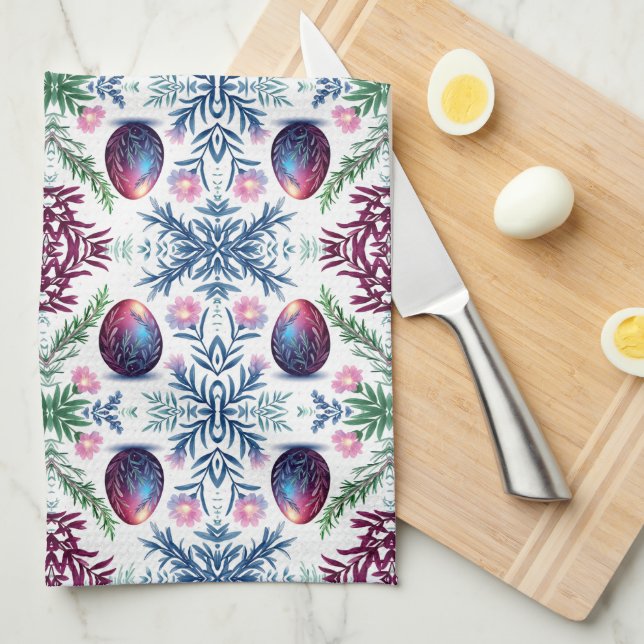 Elegant påskäggle botanisk konst kökshandduk (Vikt i Fjärdedel)