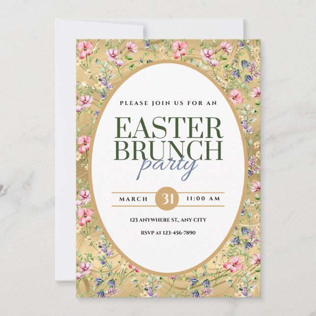 Elegant påskbrunch firande Blommig Annonsering Meddelande (Framsida)