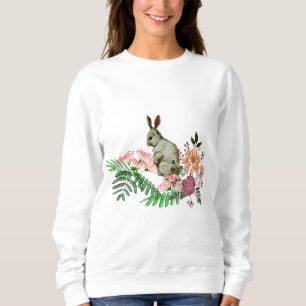 Elegant Påskhare för vattenfärg, grön Blommigt T Shirt