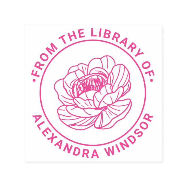 Elegant Påsklilja Blommande Biblioteksbok Namn Självfärgande Stämpel (Design)