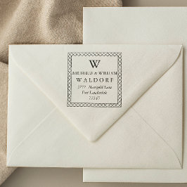 Elegant passerade ram Monogram-Returadressen Självfärgande Stämpel