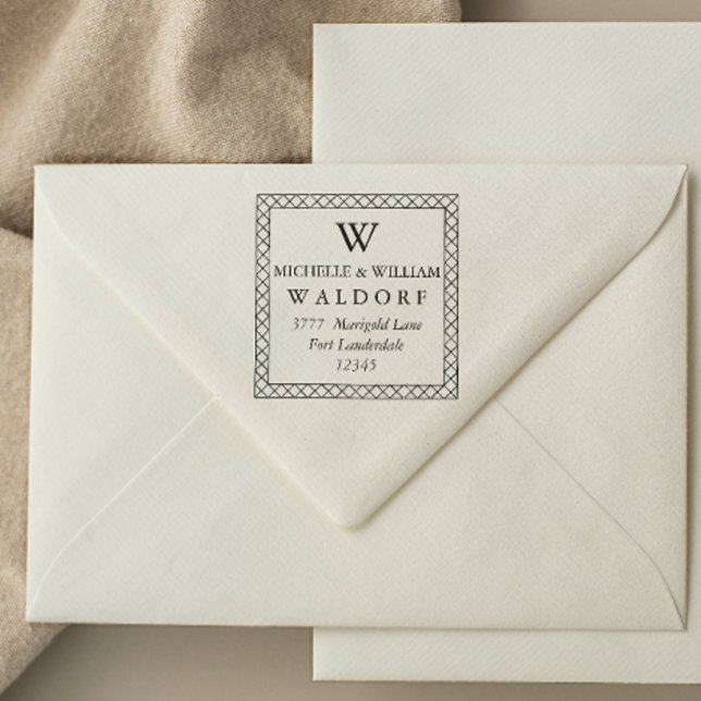 Elegant passerade ram Monogram-Returadressen Självfärgande Stämpel (Skapare uppladdad)