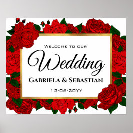 Elegant Passion Röd ros Välkommen Bröllop Poster