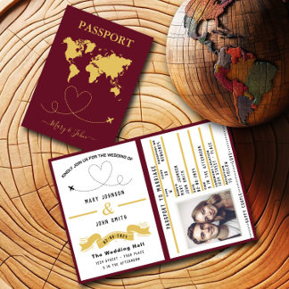Elegant Passport-bröllopsinbjudan - resdesign Inbjudan