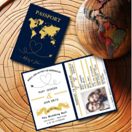 Elegant Passport-bröllopsinbjudan - resdesign Inbjudan