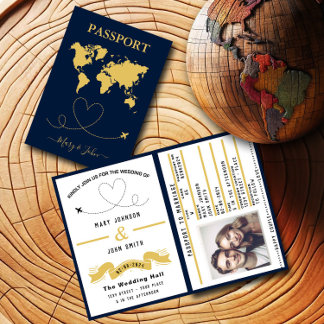 Elegant Passport-bröllopsinbjudan - resdesign Inbjudan