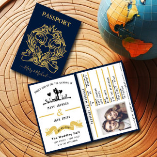 Elegant Passport Stil bröllopsinbjudan Inbjudan