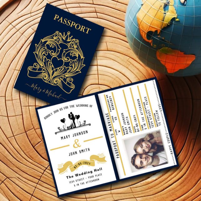 Elegant Passport Stil bröllopsinbjudan Inbjudan (Skapare uppladdad)