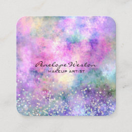 Elegant Pastel Abstrakt med Silver Glitter   Fyrkantigt Visitkort