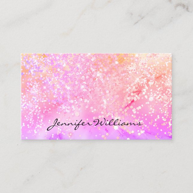 Elegant Pastel Alcohol Bläck HoloGraph Glitter Bus Visitkort (Framsida)