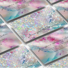 Elegant Pastel Alcohol Bläck HoloGraph Glitter Visitkort