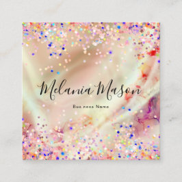 Elegant Pastel Alcohol Bläck Modern Glitter Beauty Fyrkantigt Visitkort