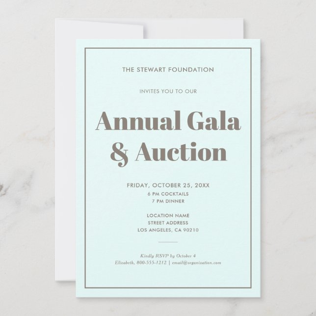 Elegant Pastel Aqua Blue Minimalist Business Event Inbjudningar (Framsida)