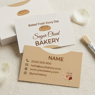 Elegant Pastel Bageri Sugar Cloud Bakery Visitkort