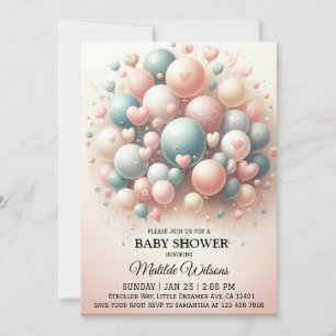 Elegant Pastel Balloon Bonanza Baby Shower Inbjudningar