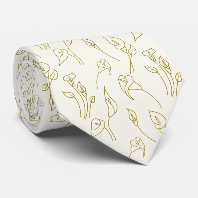 Elegant Pastel Beige Golden Calla Lily Line Art Slips (Rullad)