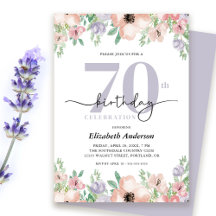 Elegant Pastel-Blommigt 70:e Födelsedagsfesten