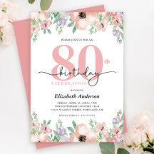 Elegant Pastel-Blommigt 80:e Födelsedagsfesten