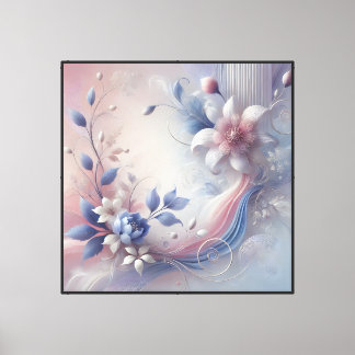 Elegant Pastel Blommigt Abstrakt Canvas Wall Art