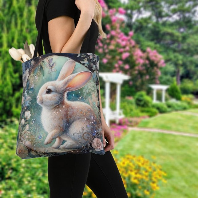 Elegant Pastel Blommigt Art nouveau Rabbit Tygkasse (Skapare uppladdad)