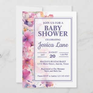 Elegant Pastel Blommigt Baby Shower Inbjudningar
