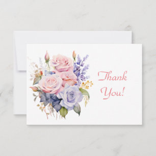 Elegant Pastel Blommigt Bouquet-Tack - platt Anteckningskort