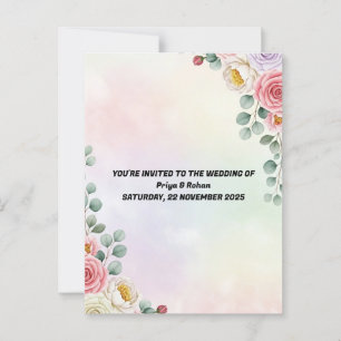 Elegant Pastel Blommigt Bröllopsinbjudan vykort