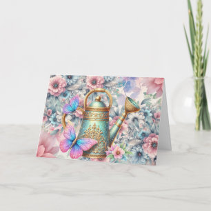 Elegant Pastel Blommigt Butterflulies Note Card Helgkort