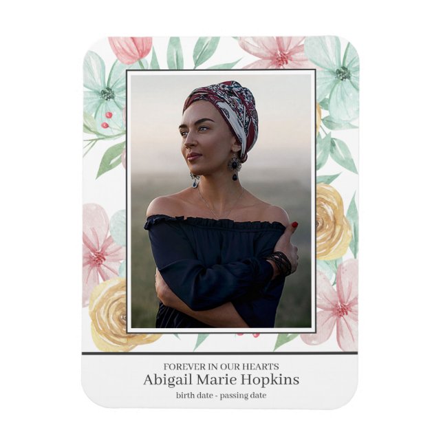 Elegant Pastel-Blommigt i Loving Memory Funeral Magnet (Vertikal)