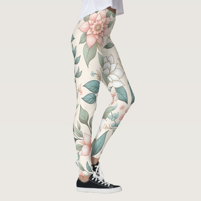 Elegant Pastel Blommigt Leggings (Höger)