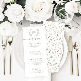 Elegant Pastel Blommigt Menu-kort för botaniskt Br