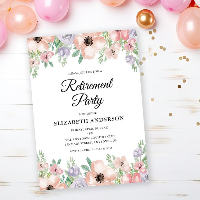 Elegant Pastel Blommigt Pension Party Inbjudningar (Skapare uppladdad)