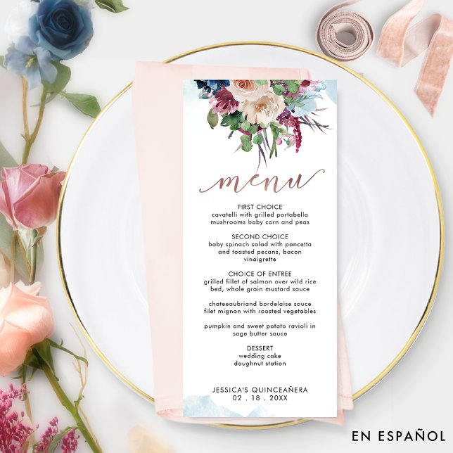 Elegant Pastel Blommigt Quinceañera Menu Meny (Skapare uppladdad)