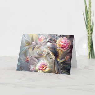 Elegant Pastel Blommigt Safari Bird Note Card Helgkort