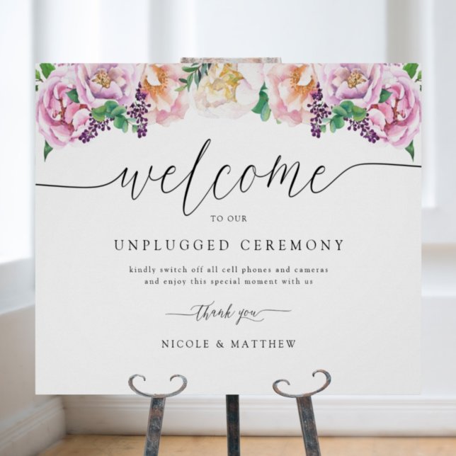 Elegant Pastel Blommigt Unplugged Ceremony-tecken Poster (Skapare uppladdad)