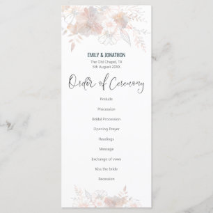 Elegant Pastel Blommigts Grått Script Bröllop Program